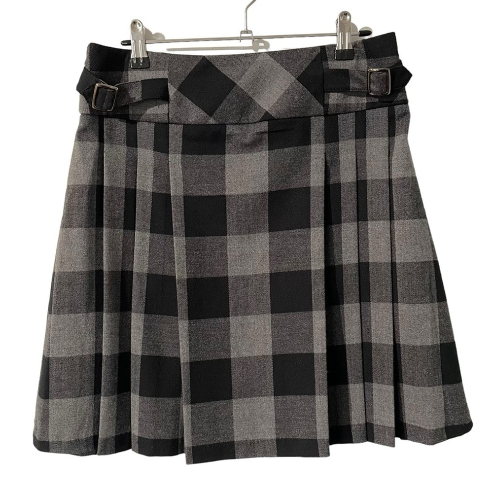 Nass Woman Pleated Mini Skirt Sz 4 Black Grey Check Plaid Unlined Academia EUC